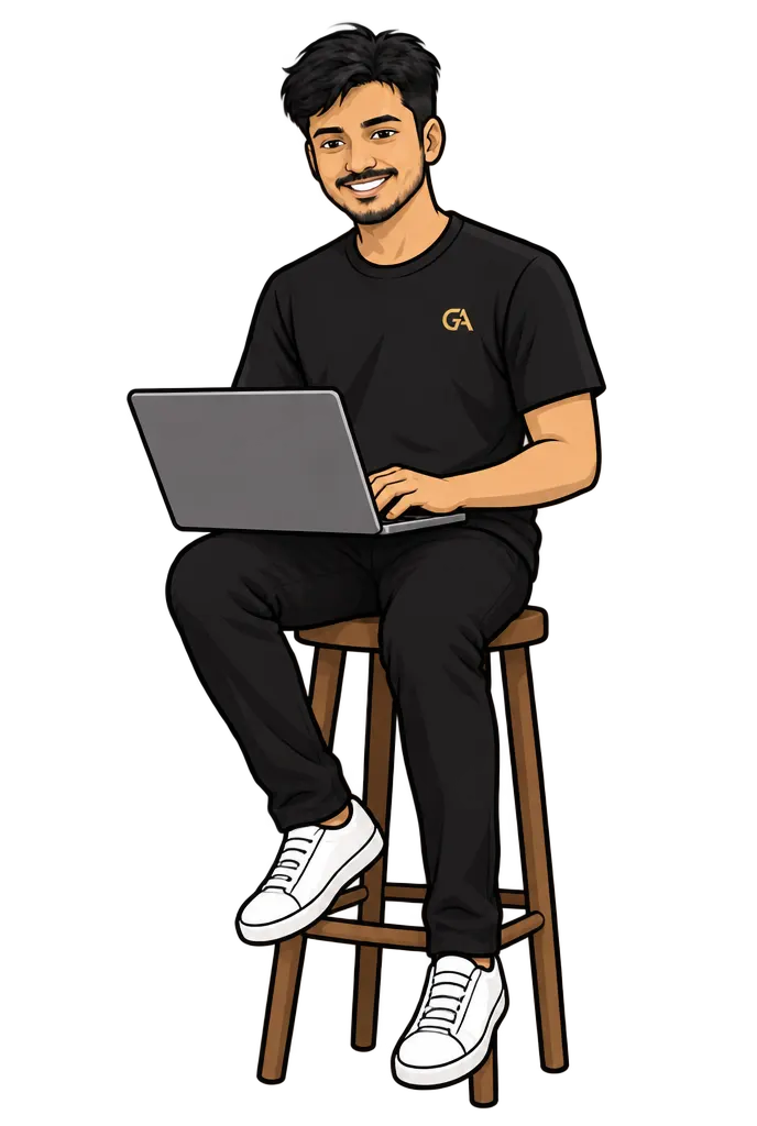 Dheenadhayalan, illustrated, building on a laptop