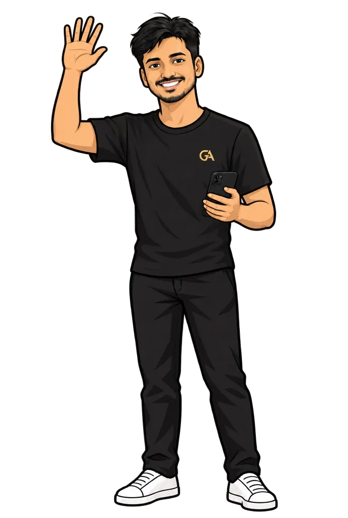 Dheenadhayalan, illustrated, waving hello